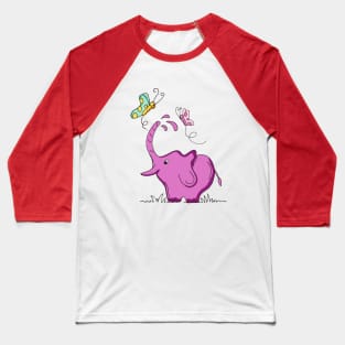 Elephant and Butterfly Baseball T-Shirt